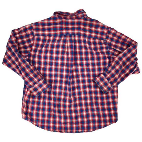 Five Brother Shirt Mens L Large Red Blue Plaid Flannel Button Up Long Sleeve - Picture 4 of 5